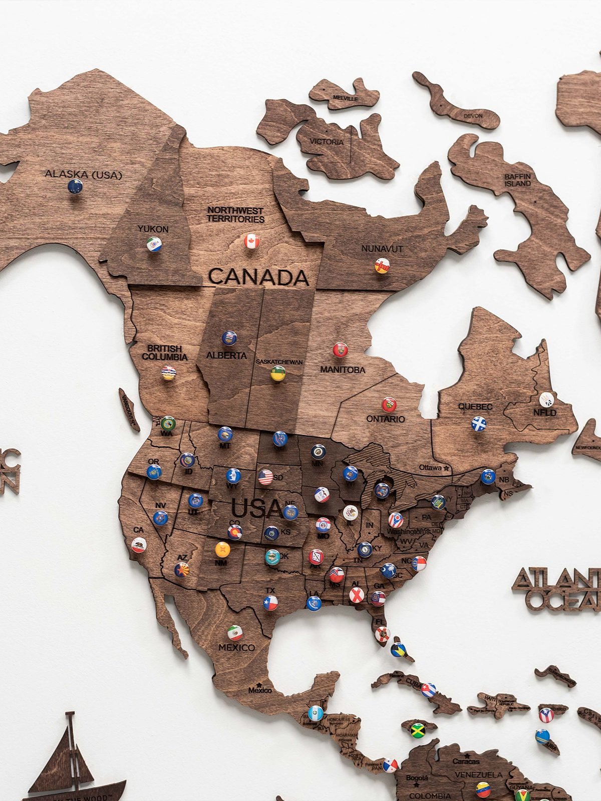 Premium 3D Wooden World Map Dark Walnut Premium 3D Wooden World Map Dark Walnut