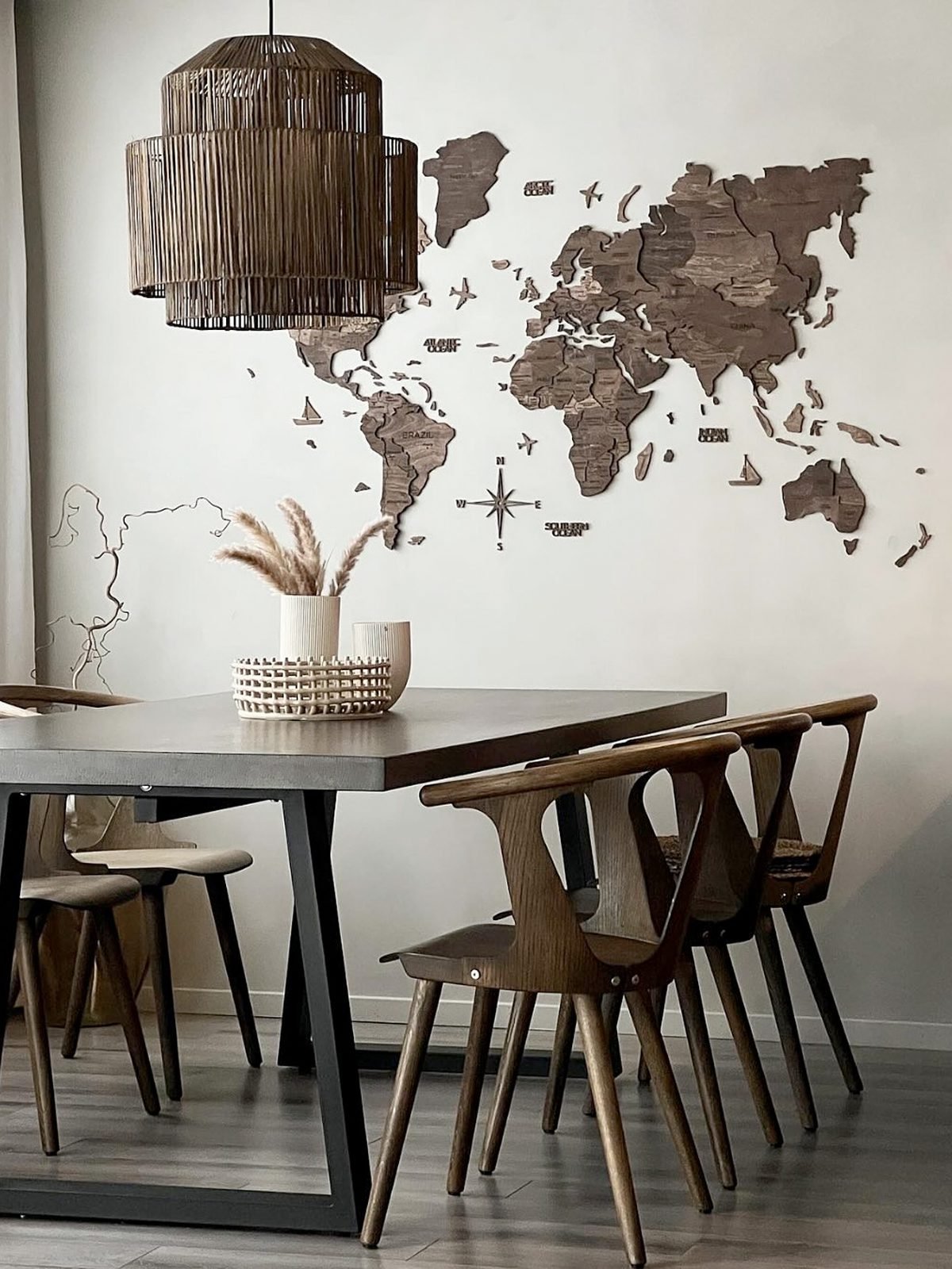 Premium 3D Wooden World Map Dark Walnut Premium 3D Wooden World Map Dark Walnut