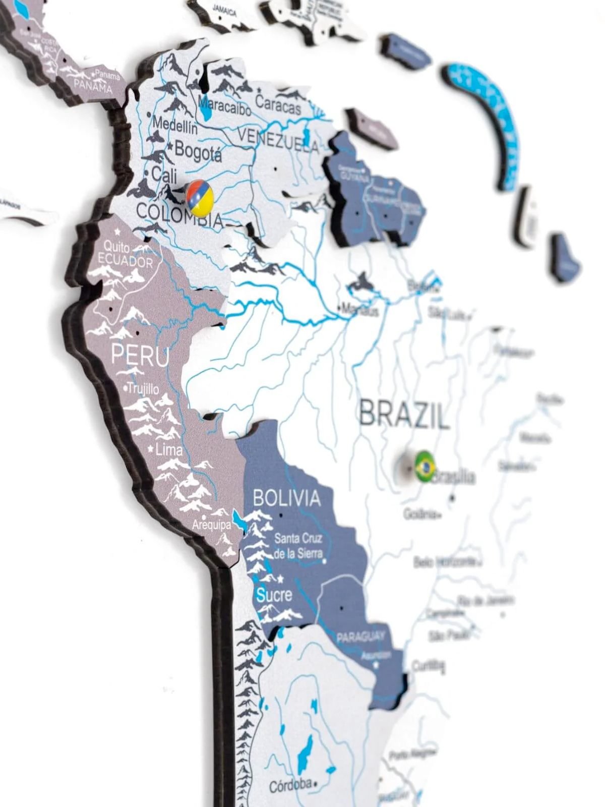 Premium 3D Coloured Wooden World Map Cruise Premium 3D Coloured Wooden World Map Cruise