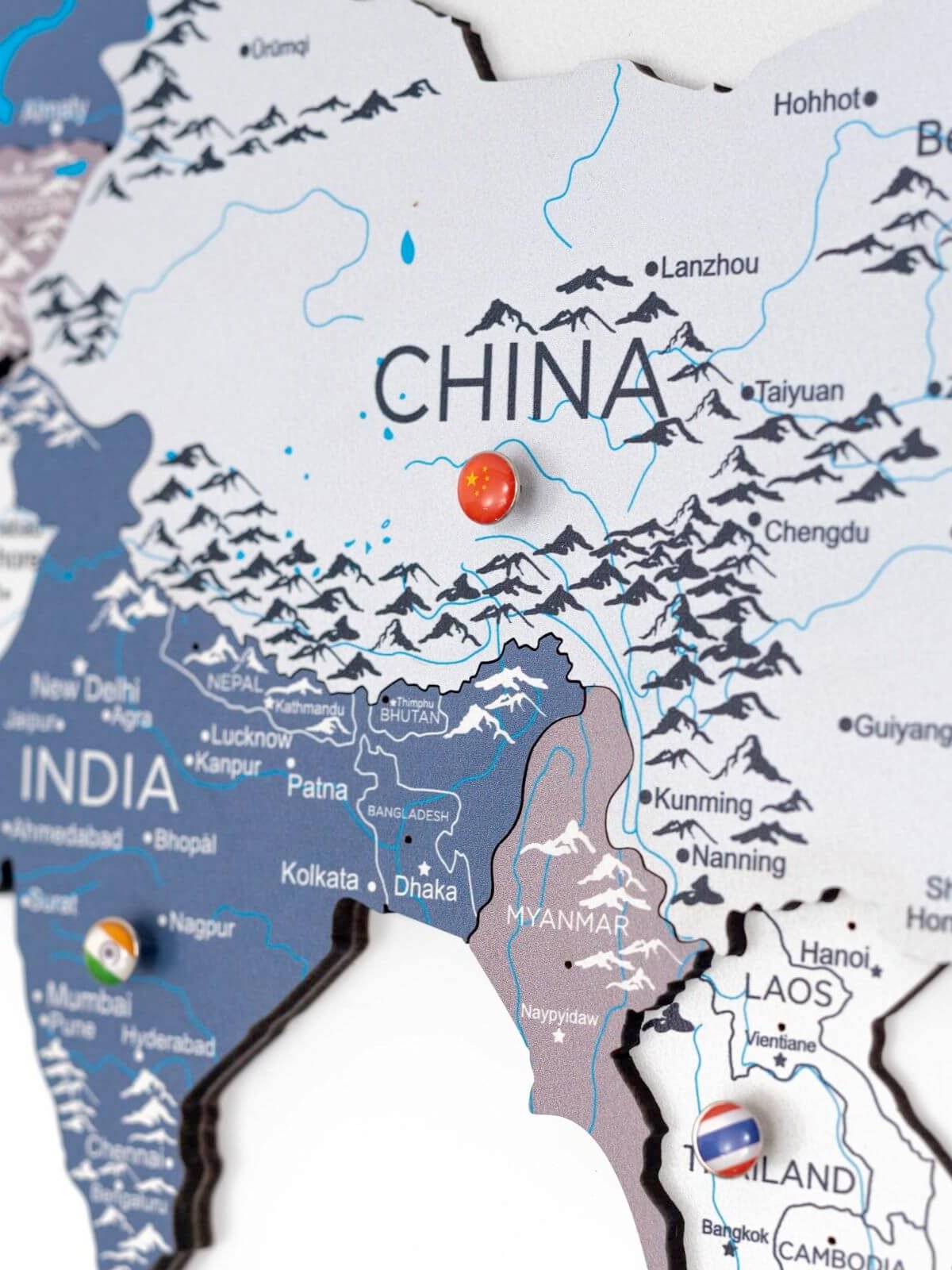 Premium 3D Coloured Wooden World Map Cruise Premium 3D Coloured Wooden World Map Cruise