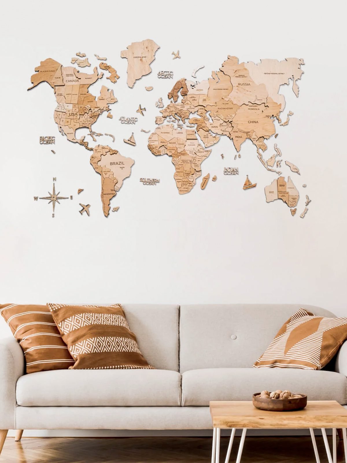 Premium 3D Wooden World Map Light Premium 3D Wooden World Map Light