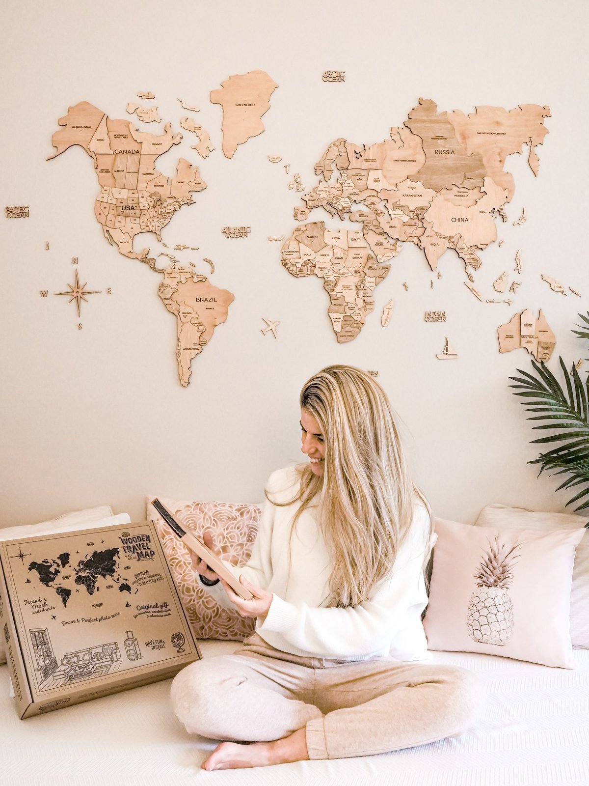 Premium 3D Wooden World Map Light Premium 3D Wooden World Map Light