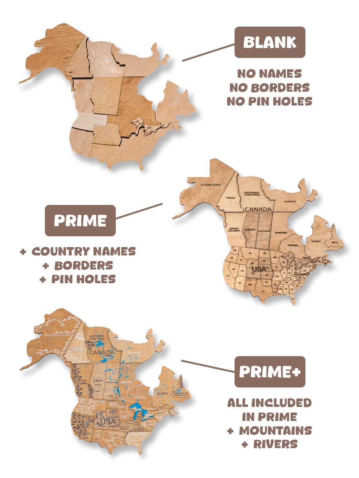 Premium 3D Wooden World Map Light Premium 3D Wooden World Map Light