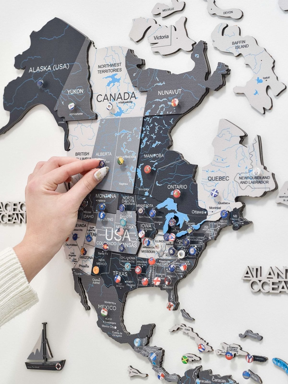 Premium 3D Coloured Wooden World Map Nordik Premium 3D Coloured Wooden World Map Nordik