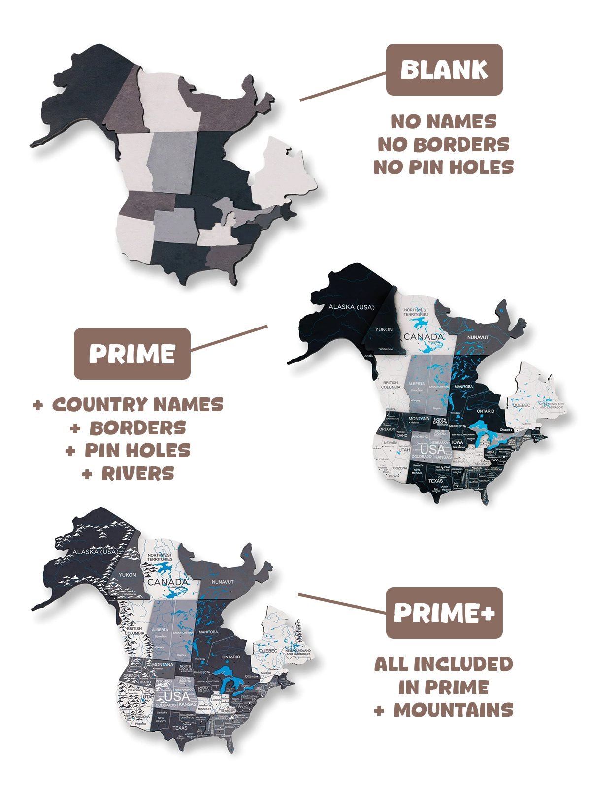 Premium 3D Coloured Wooden World Map Nordik Premium 3D Coloured Wooden World Map Nordik