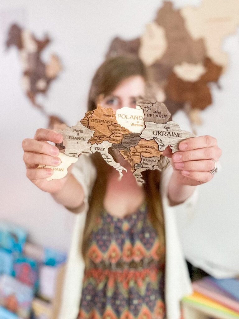 Premium 3D Wooden World Map Smokey