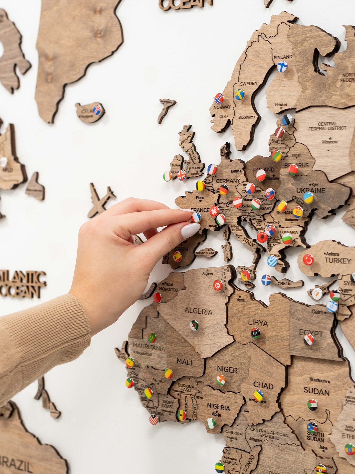 Premium 3D Wooden World Map Terra Premium 3D Wooden World Map Terra