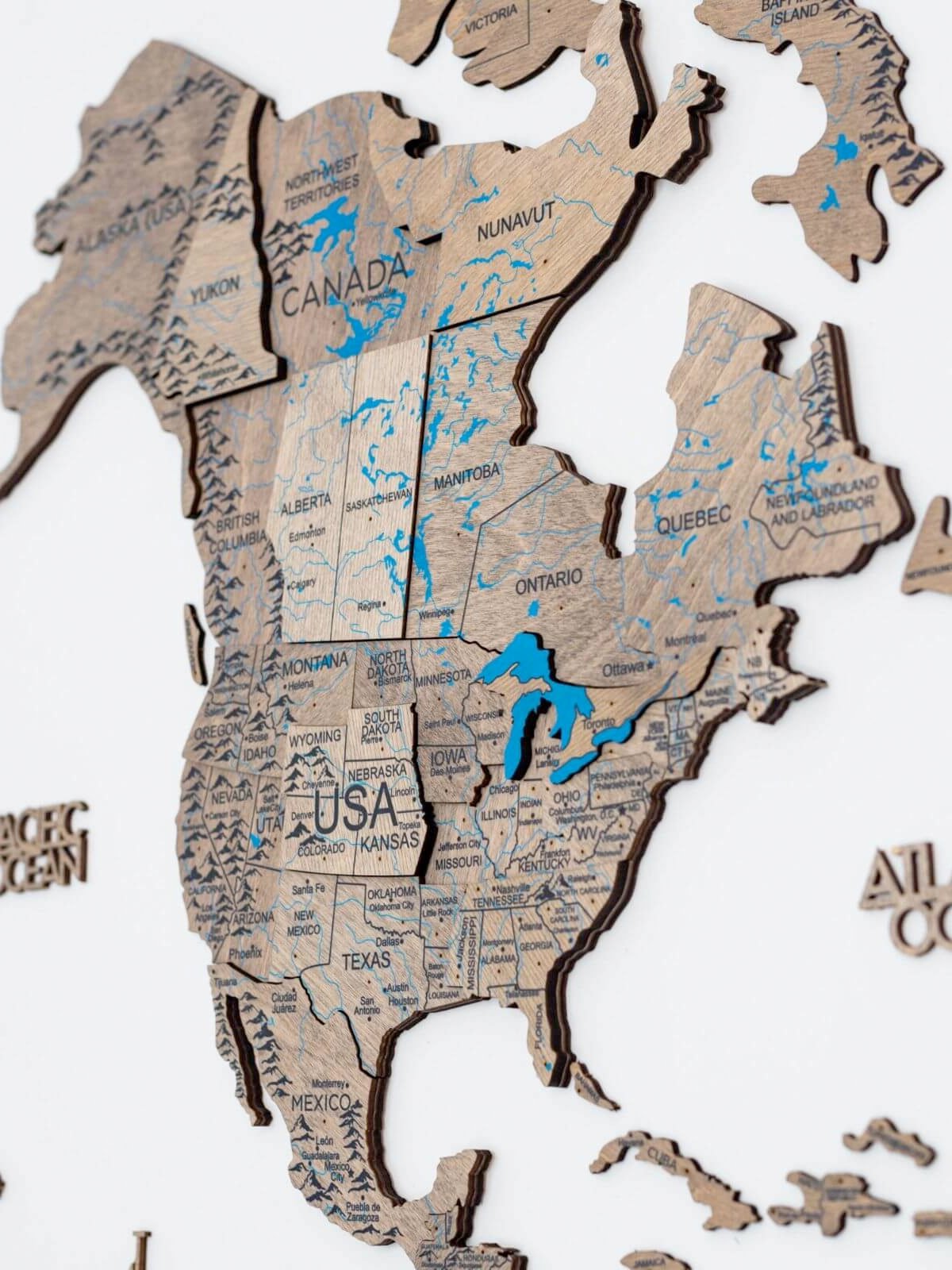 Premium 3D Wooden World Map Terra Premium 3D Wooden World Map Terra