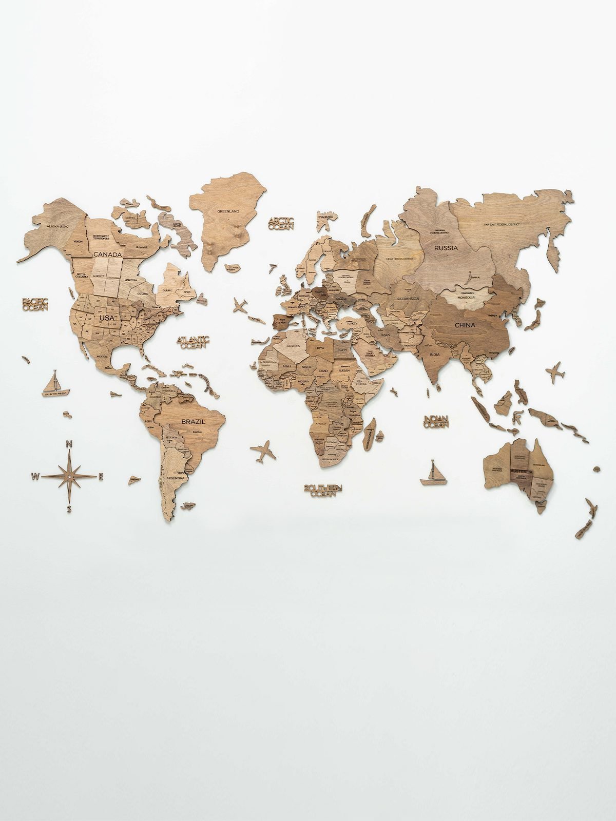 Premium 3D Wooden World Map Terra total piece Premium 3D Wooden World Map Terra total piece