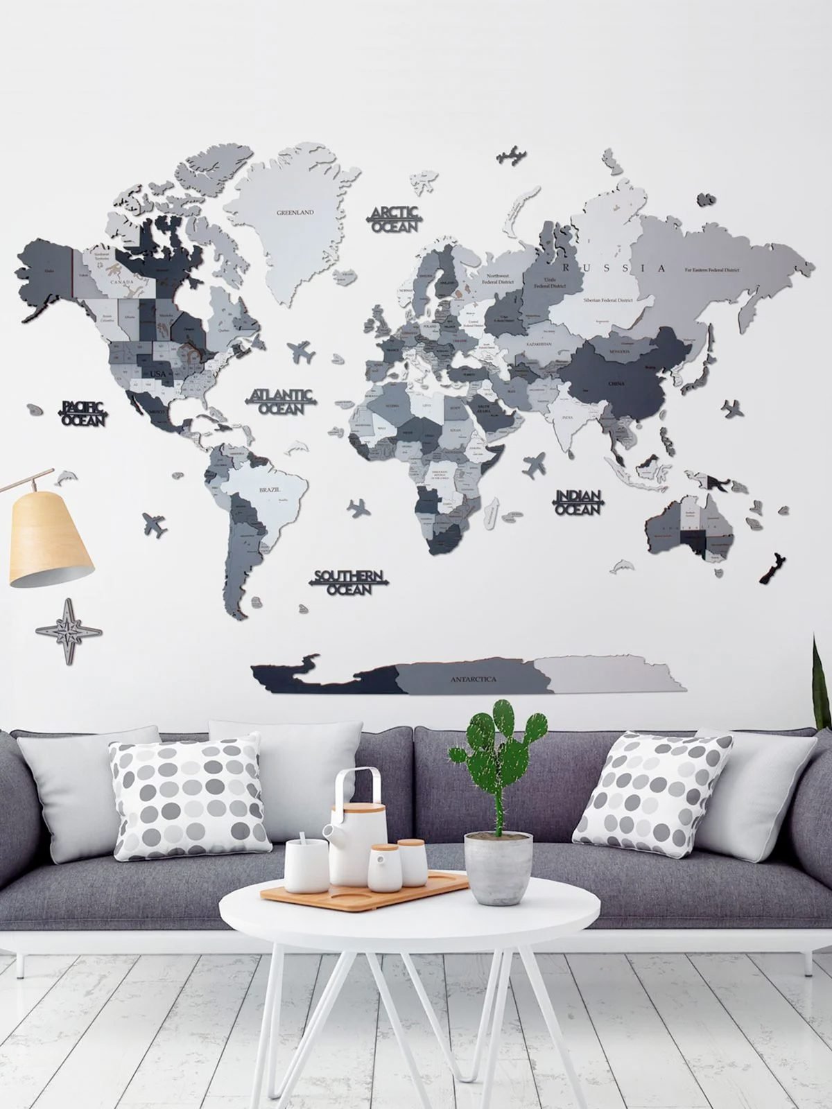 Premium Luxury Coloured 3D Wooden World Map Urban Premium Luxury Coloured 3D Wooden World Map Urban