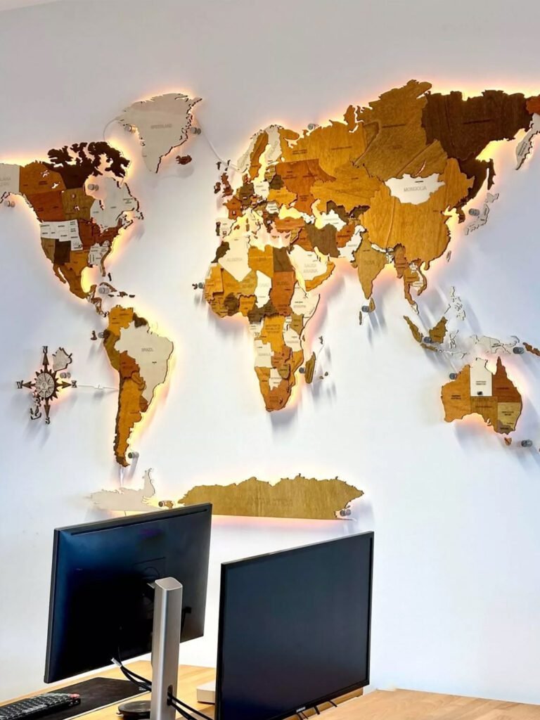 Product categories: Premium 3D LED Wooden World Maps - Map of Wood